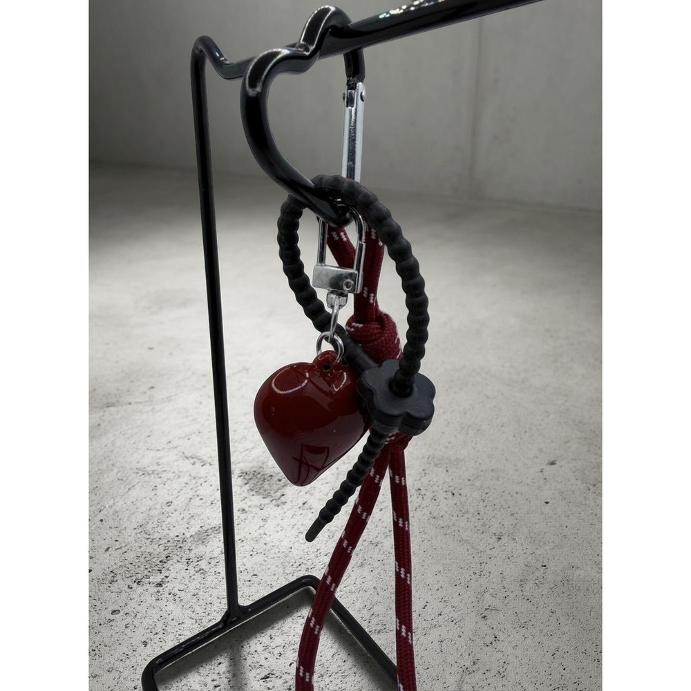 Heart Charm Rope‎ Keychain Carabiner Clip Red Black Lanyard NWT
